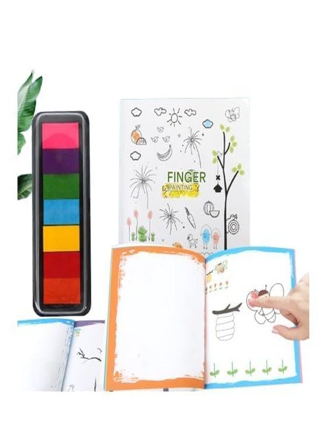 VHBIE كتاب الرسم بالأصابع من VHBIE || مجموعة أطفال قابلة للغسل مع 7 ألوان للأصابع || كتاب فنون وحرف يدوية للأطفال باستخدام بصمات الأصابع (عبوة واحدة) (الرسم بالأصابع) - Image 1